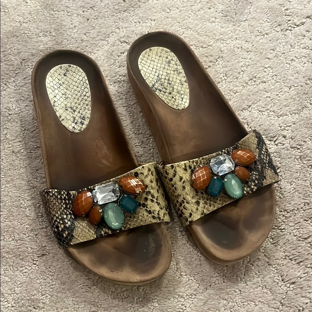 Stylish Snake Print Slide Sandals